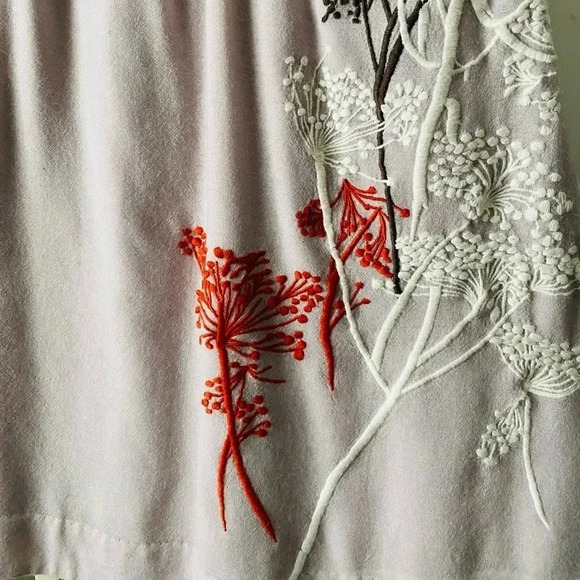ANTHROPOLOGIE FLOREAT | Fruit Moon Embroidered Gray Wool/Silk Blend Dress Size 0 - Picture 6 of 8